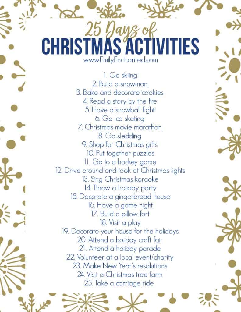 25 Days of Christmas Activities Printable | Free Printable