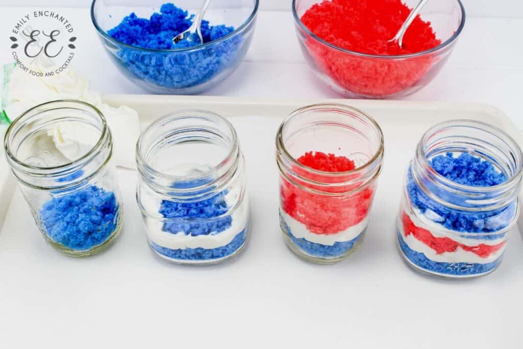 Red White and Blue Cake in a Jar