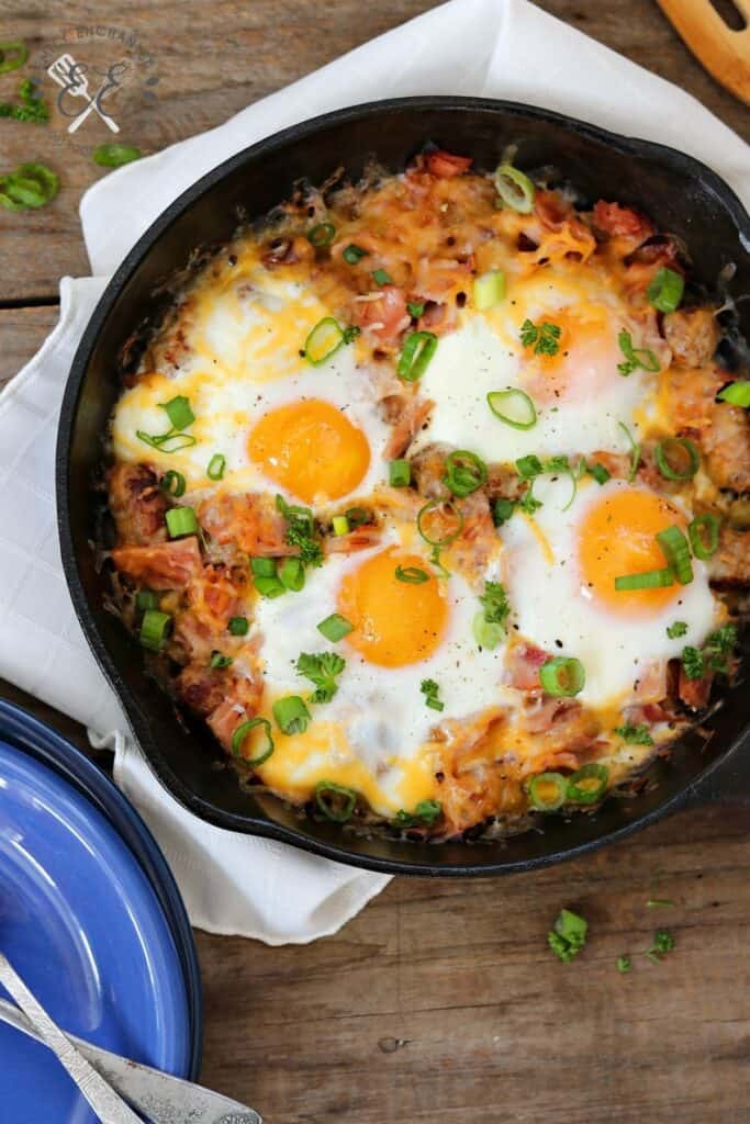 Cowboy Breakfast Skillet Recipe with Sunny-Side-Up Eggs