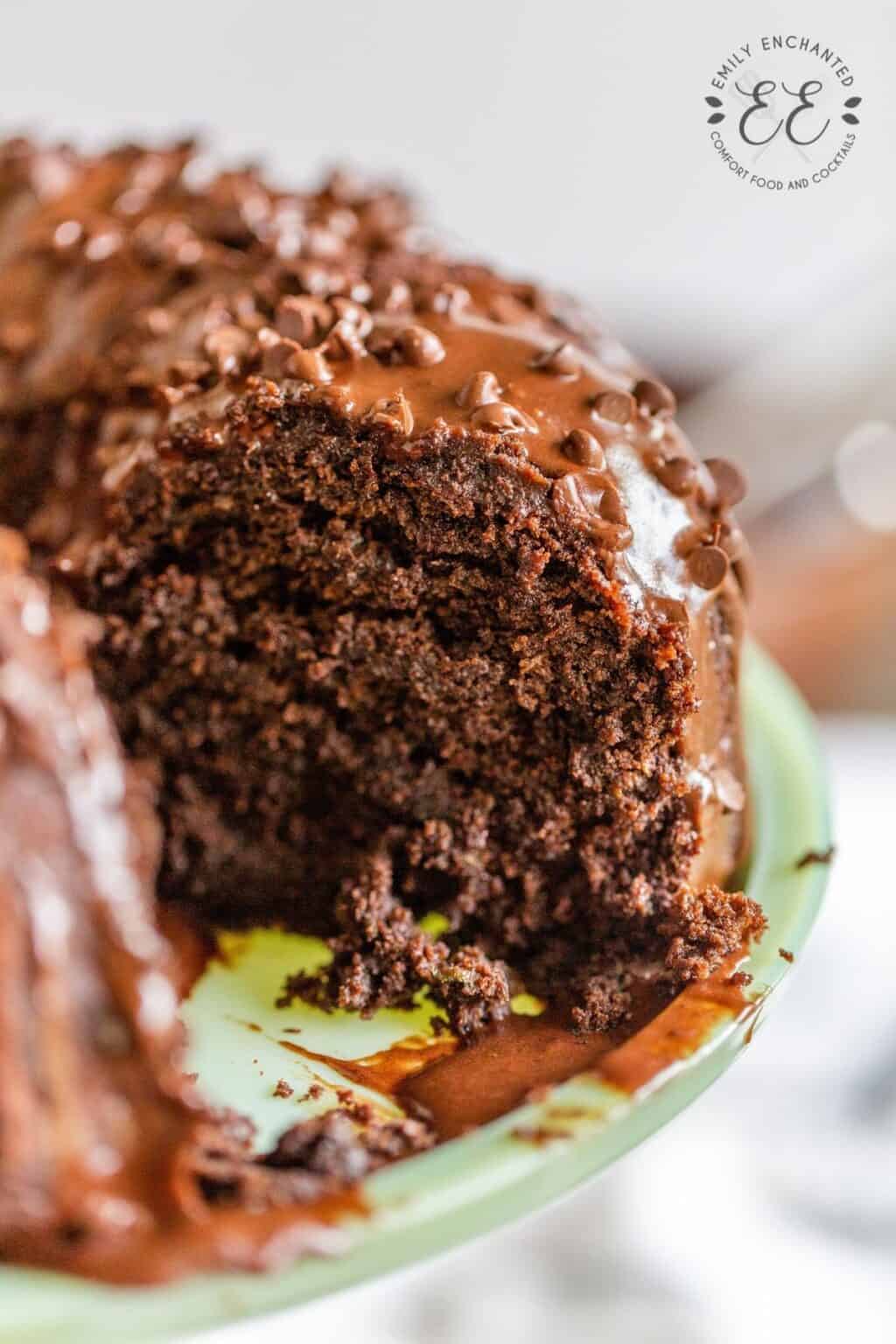 Easy Chocolate Zucchini Bundt Cake with Applesauce