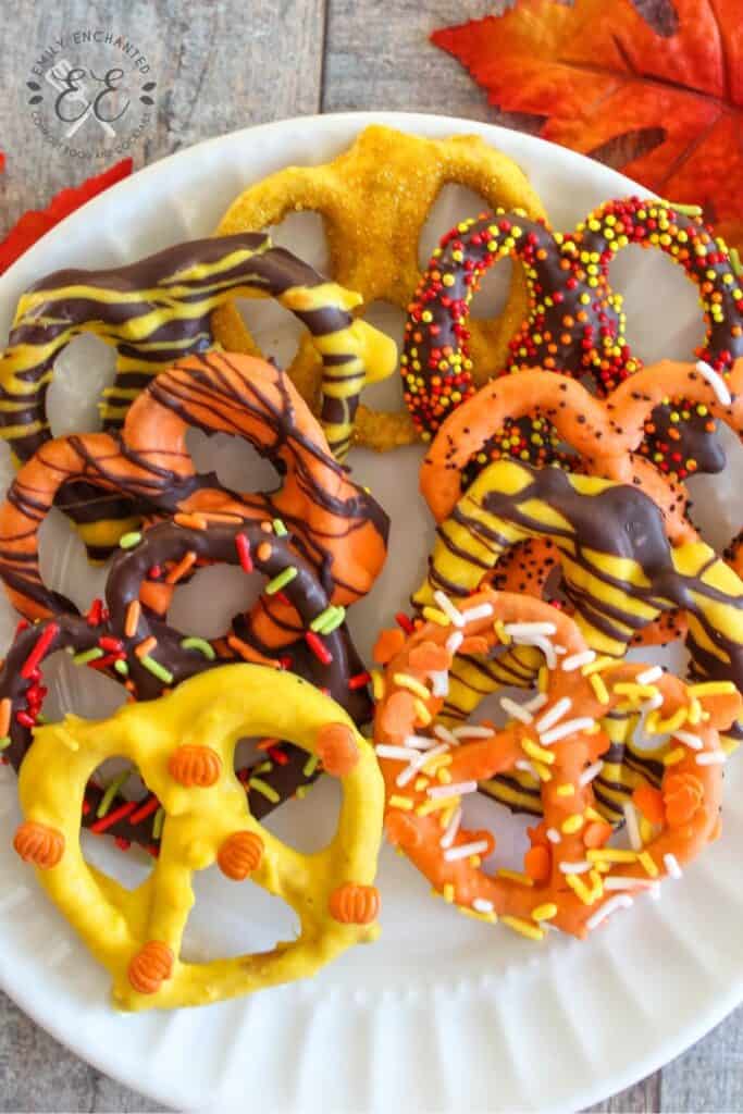 Easy Fall Chocolate Covered Pretzels Recipe with Sprinkles