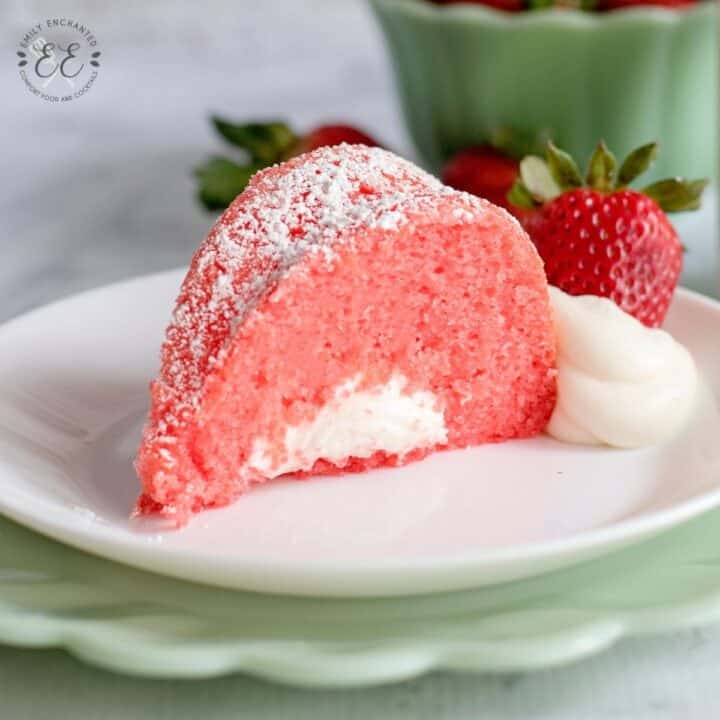 Strawberry Bundt Cake with Marshmallow Cream Filling