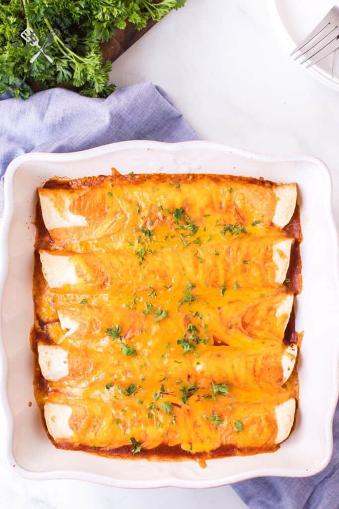 Easy Cheese Enchiladas Recipe with Sour Cream and Enchilada Sauce