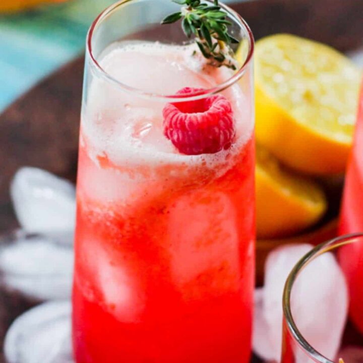Raspberry Peach Whiskey Lemonade Cocktail