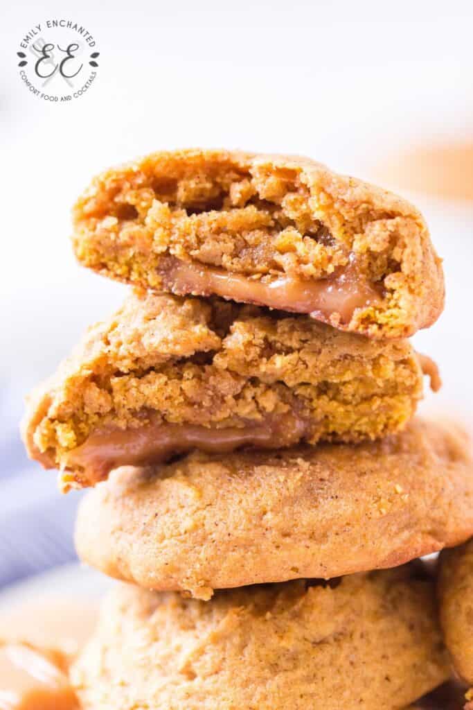 Caramel Stuffed Pumpkin Cookies