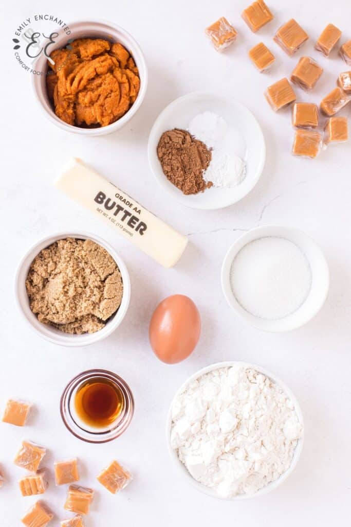 Caramel Stuffed Pumpkin Cookies Ingredients