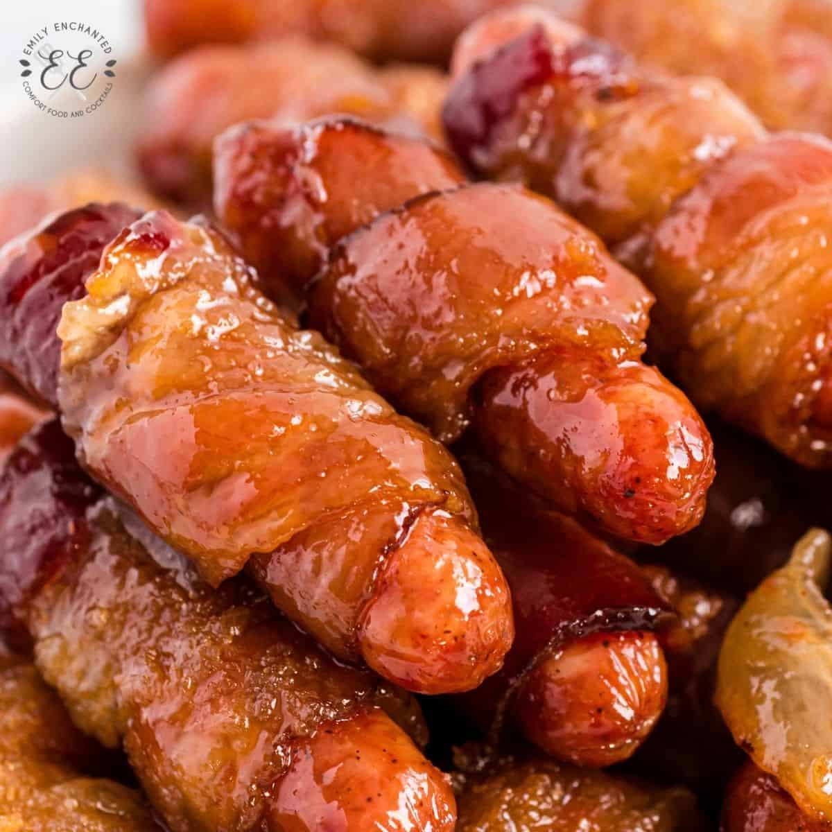 Sweet and Spicy Bacon Wrapped Smokies