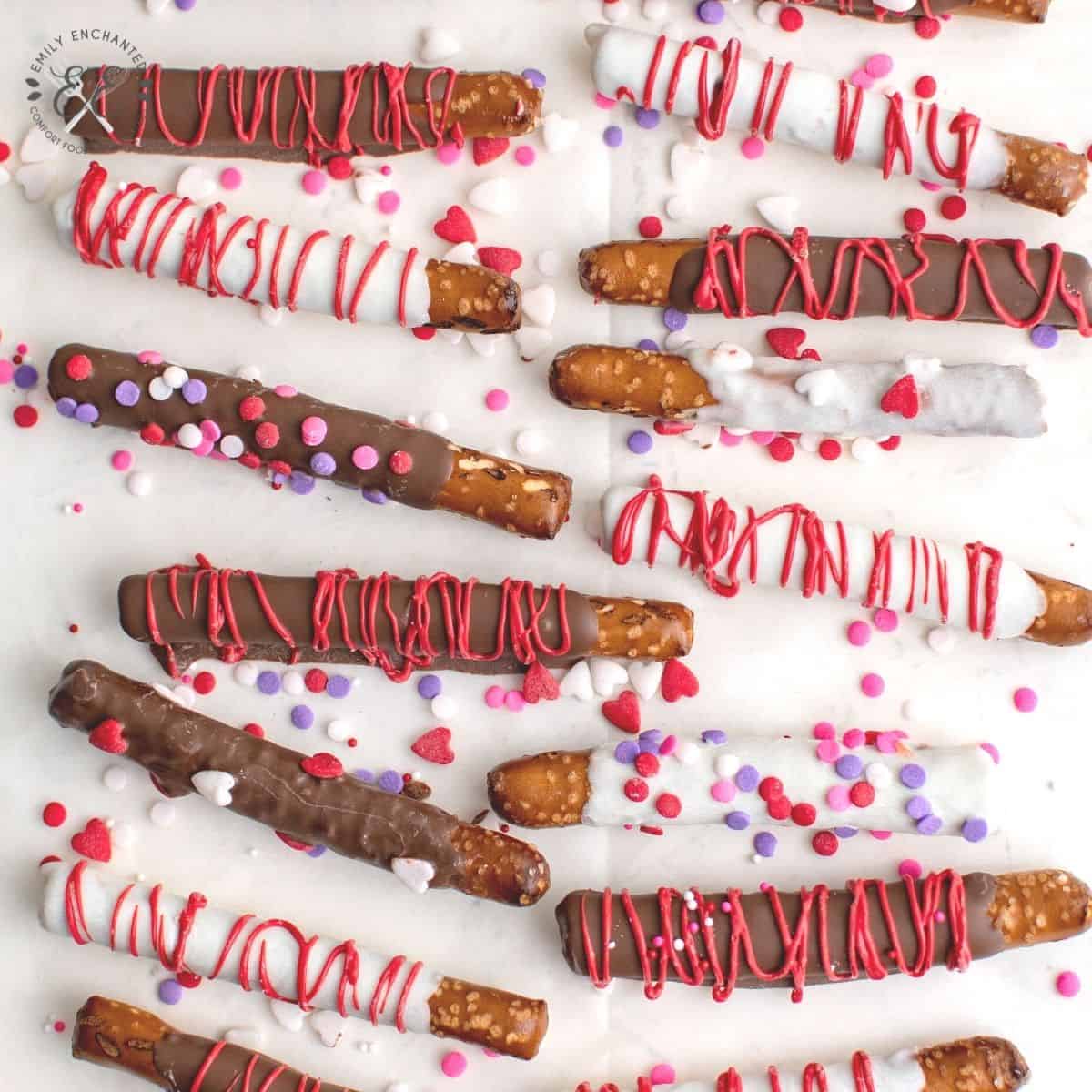 Valentine's Day Chocolate Covered Pretzels