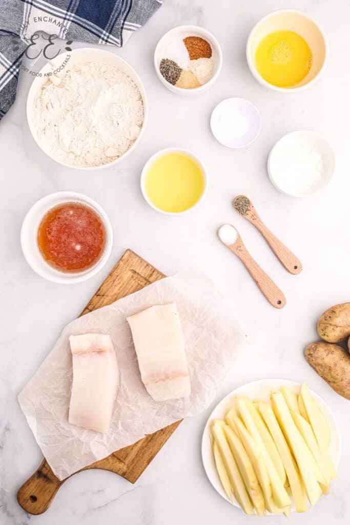 Beer Battered Fish and Chips Ingredients layout