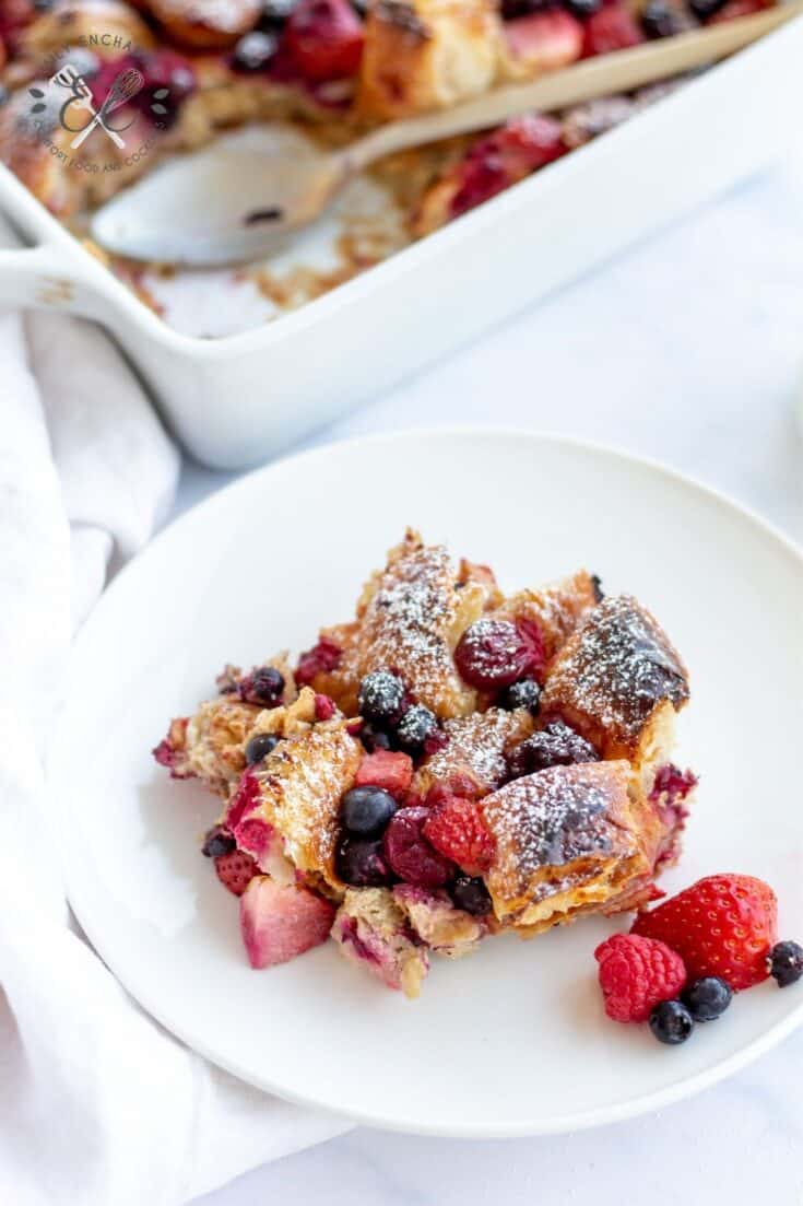 Best Berry Croissant Bake with Mixed Berries and Powdered Sugar