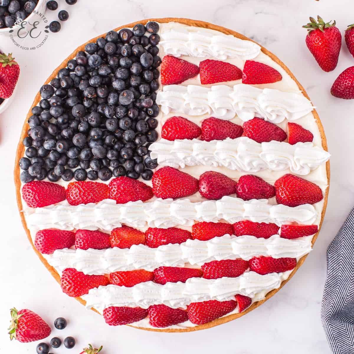 4th of July Fruit Pizza (Patriotic Dessert Recipe with Fruit)