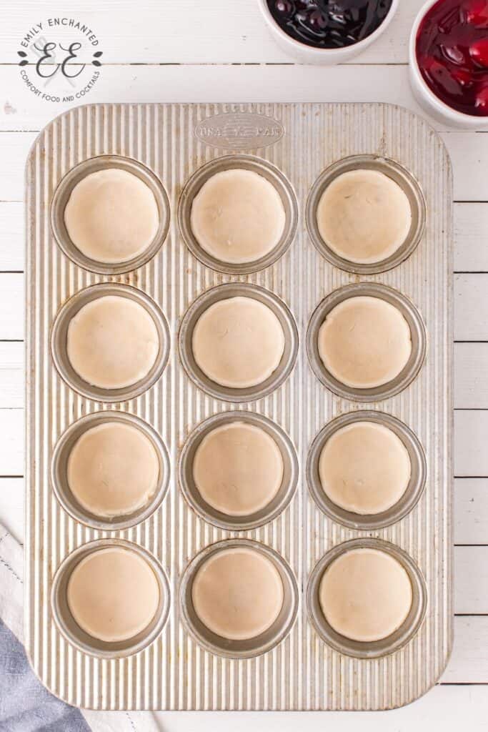 Mini pie crusts in muffin pan