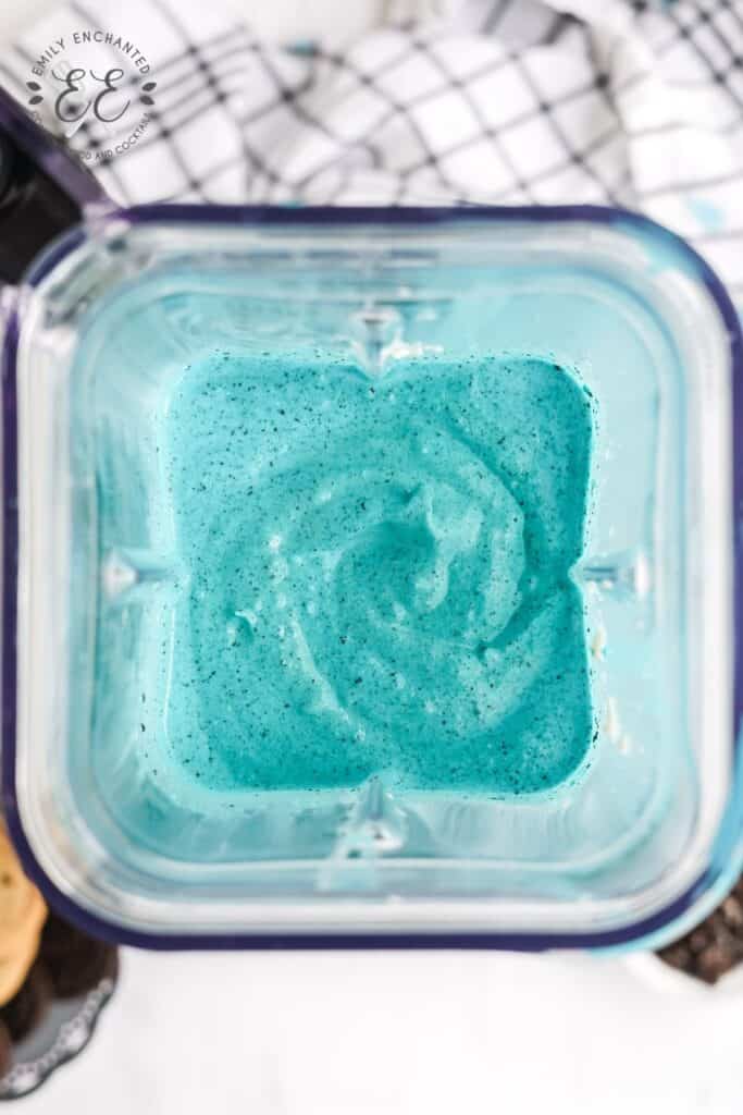 Blue ice cream in a blender