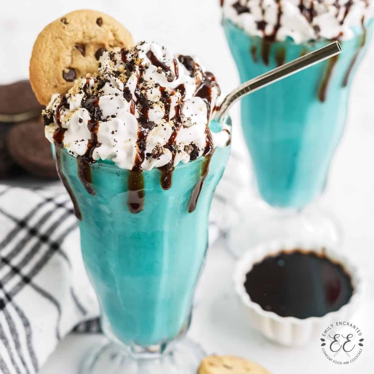 The Best Cookie Monster Milkshake with Blue Ice Cream