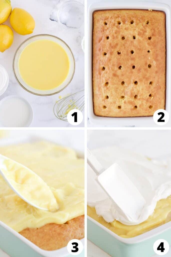 Lemon Pudding Poke Cake Recipe Steps