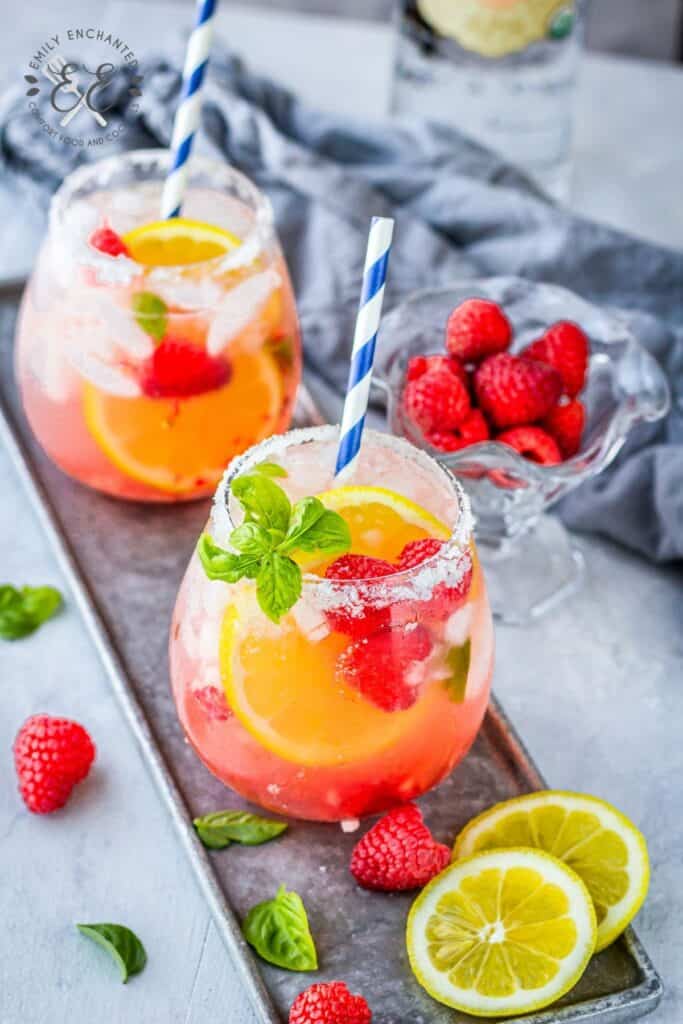 Raspberry Basil Vodka Cocktail
