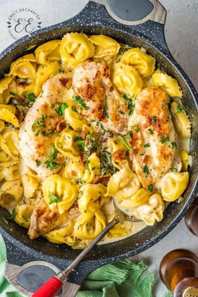 Creamy Parmesan Chicken and Cheese Tortellini with Spinach