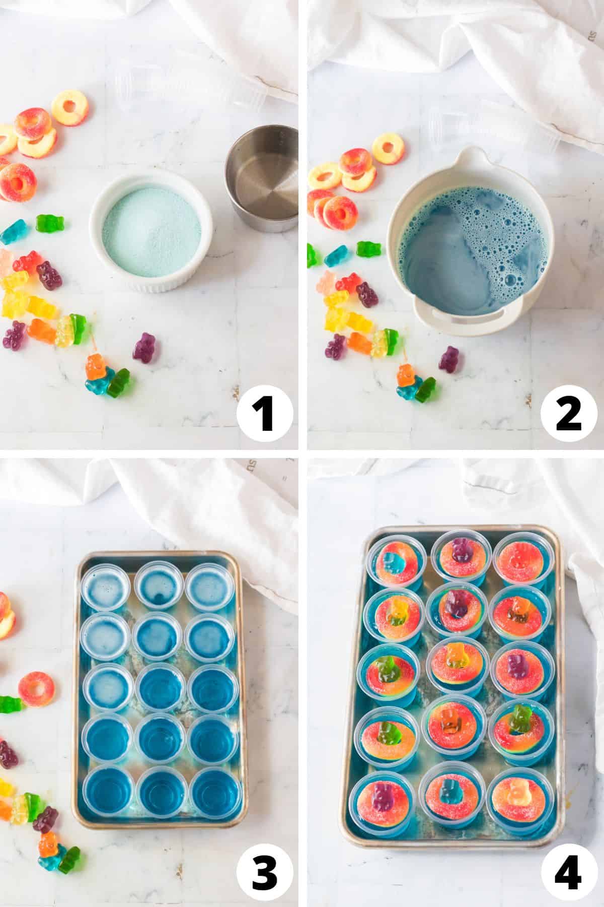 Collage of Pool Party Jello shot recipe process