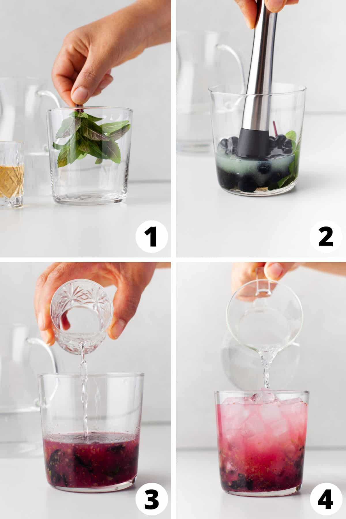 College of steps to make a Blueberry Mojito