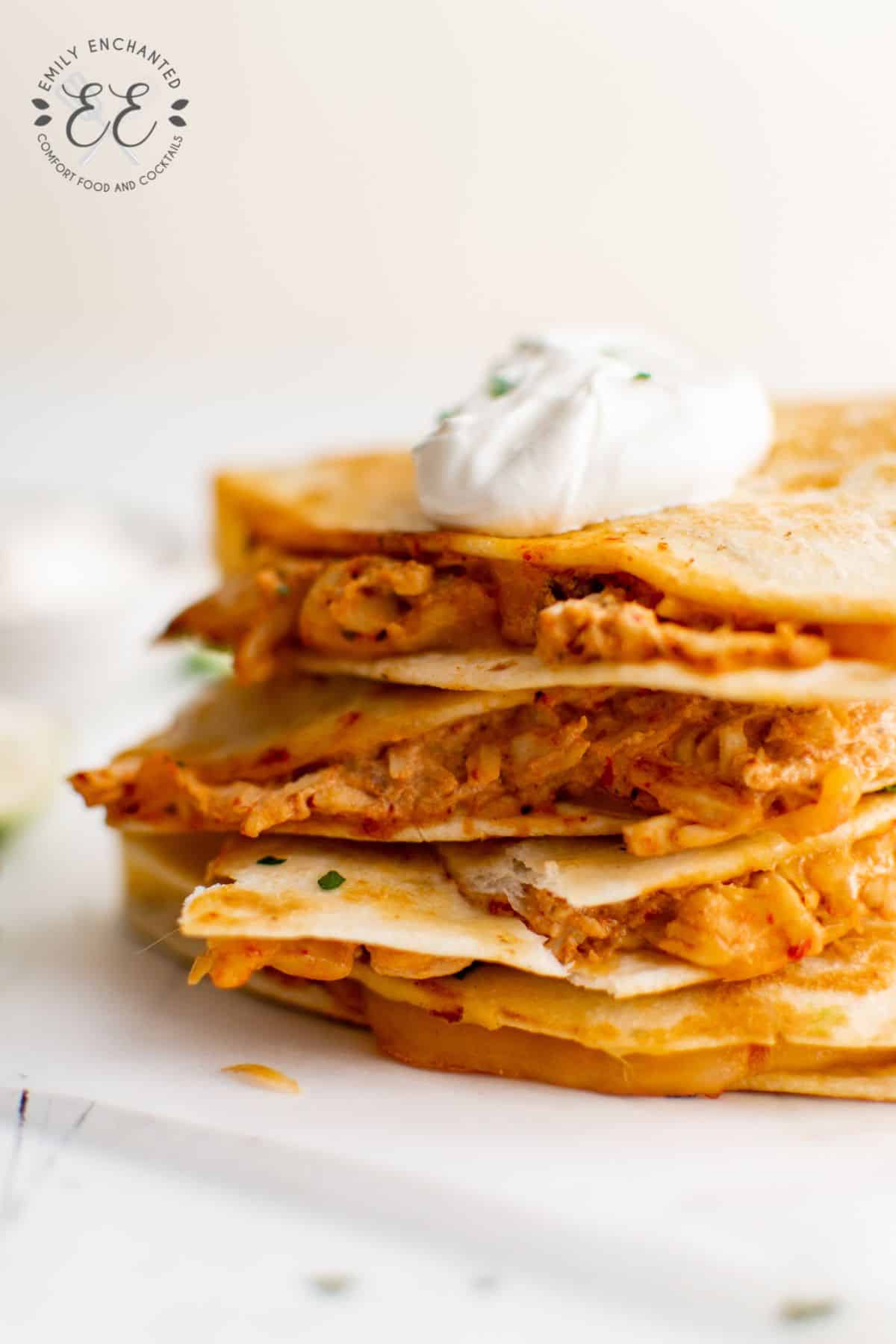 Stack of quesadillas on a plate