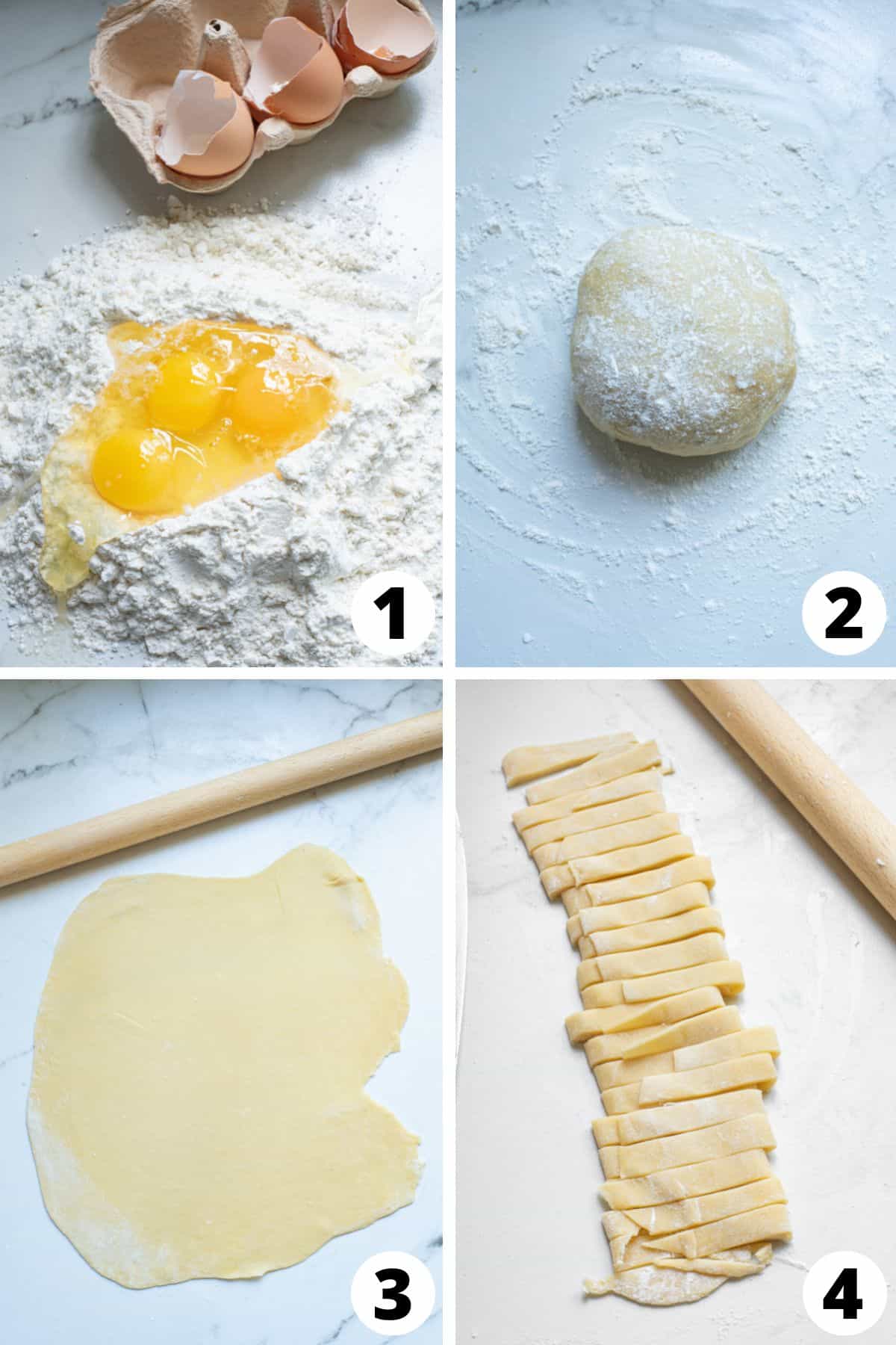 Collage of steps to make Homemade Pasta Without Machine