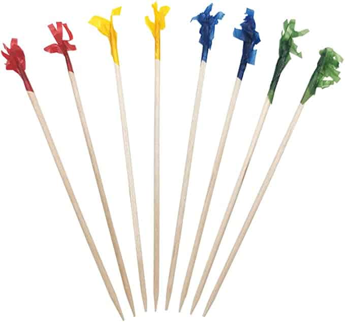 BLUE TOP Wood Frill Picks Toothpicks 4 Inch Pack 1000,Cocktail Party Toothpicks for Fruit,Appetizers,Club Sandwiches,Parties.