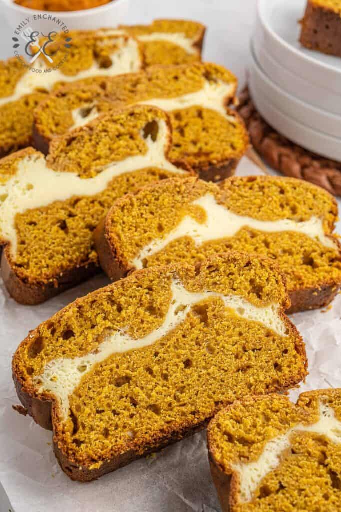 Pumpkin Cream Cheese Bread slices