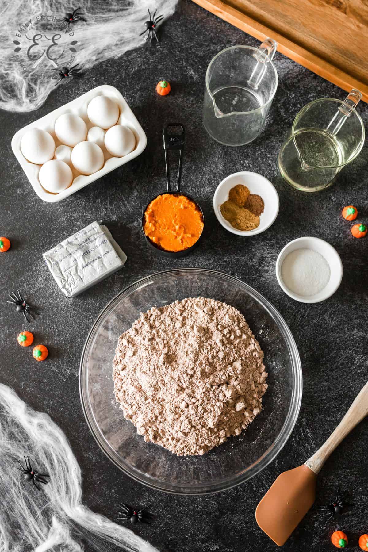 Flat lay of Brownie Ingredients