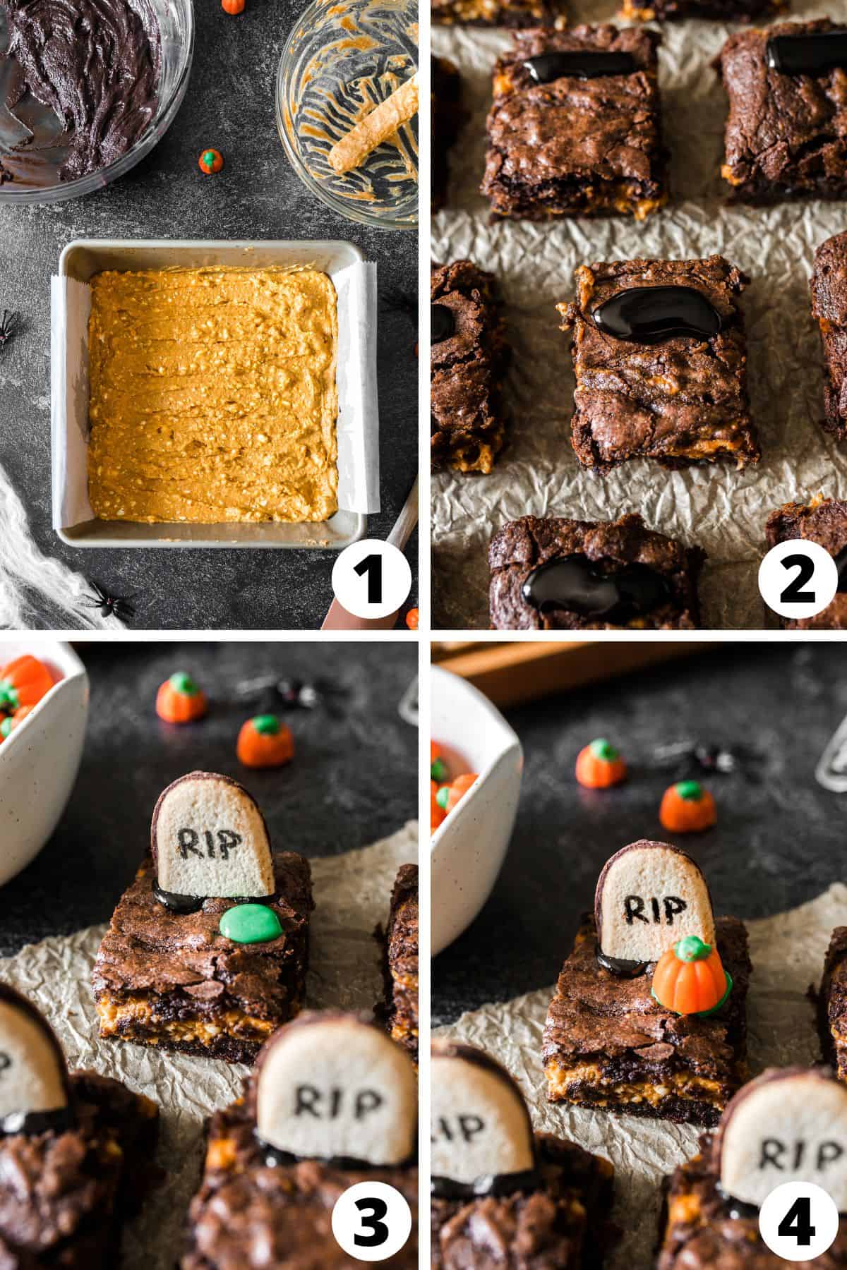 Graveyard Halloween Brownies Recipe Steps