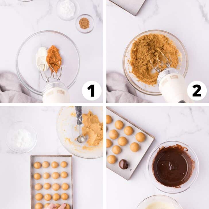 Collage of recipe steps for Pumpkin Truffles