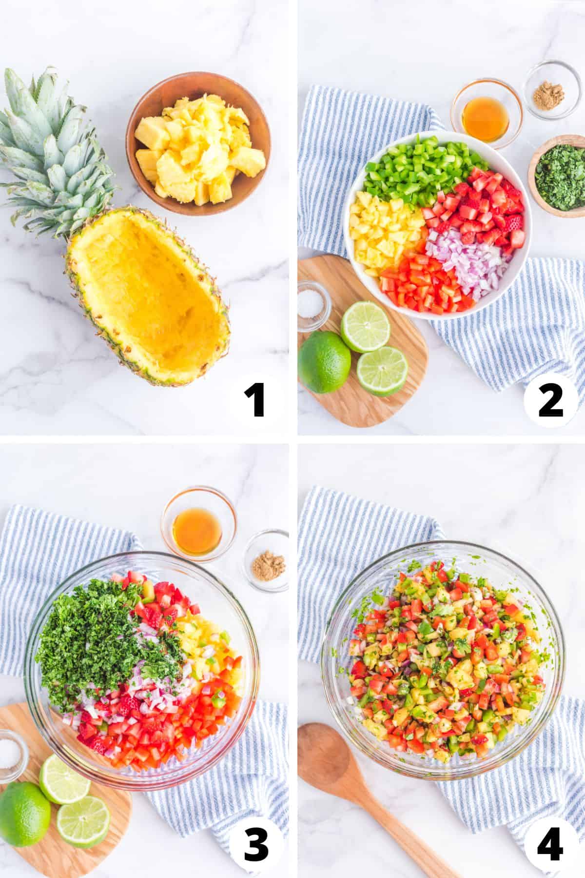 Collage of Pineapple Salsa Recipe Steps