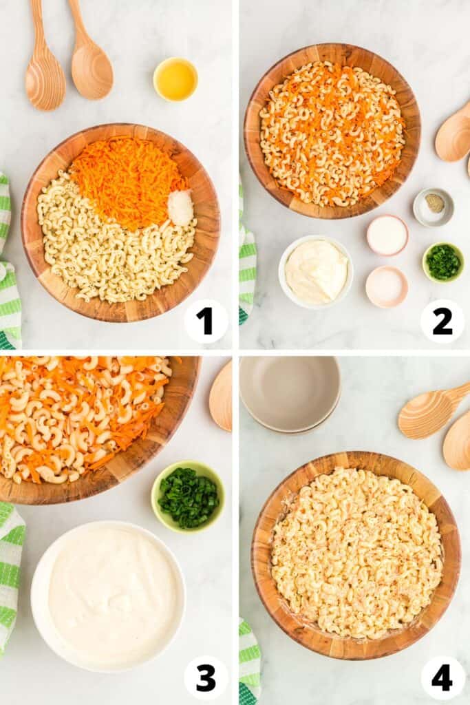 Collage of Hawaiian Macaroni Salad Recipe Steps