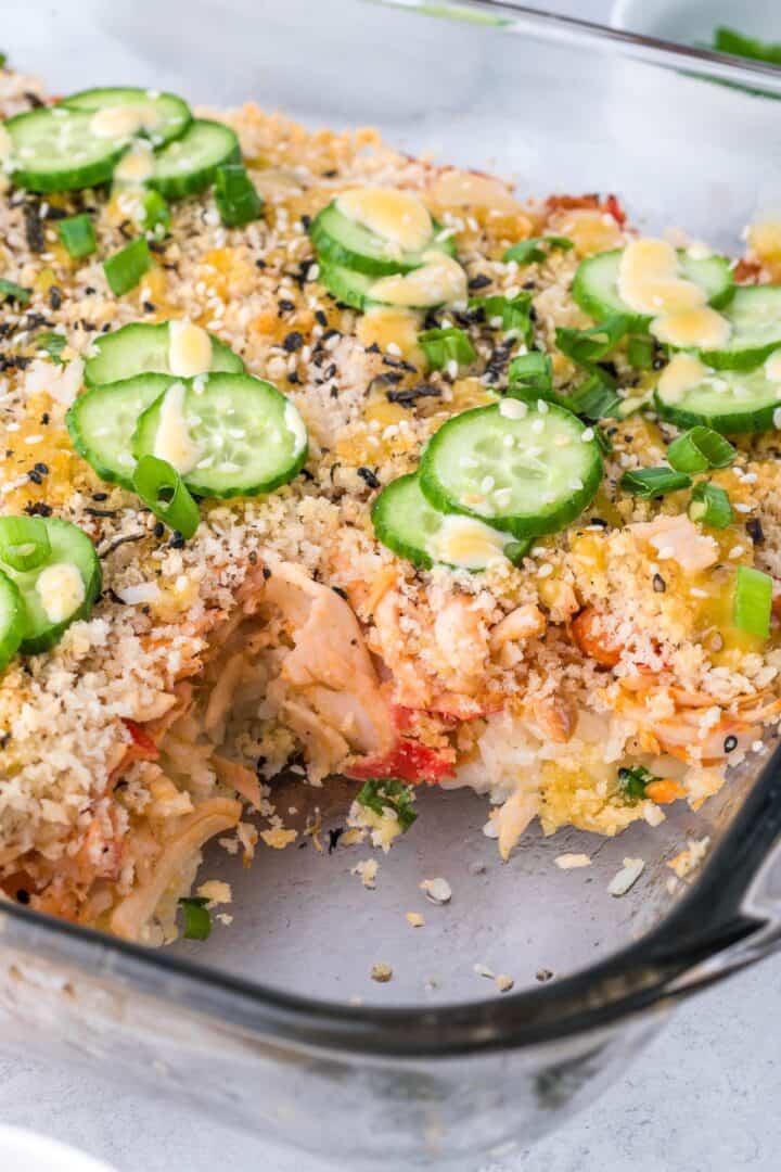 The Best Sushi Bake with Creamy Wasabi Mayo