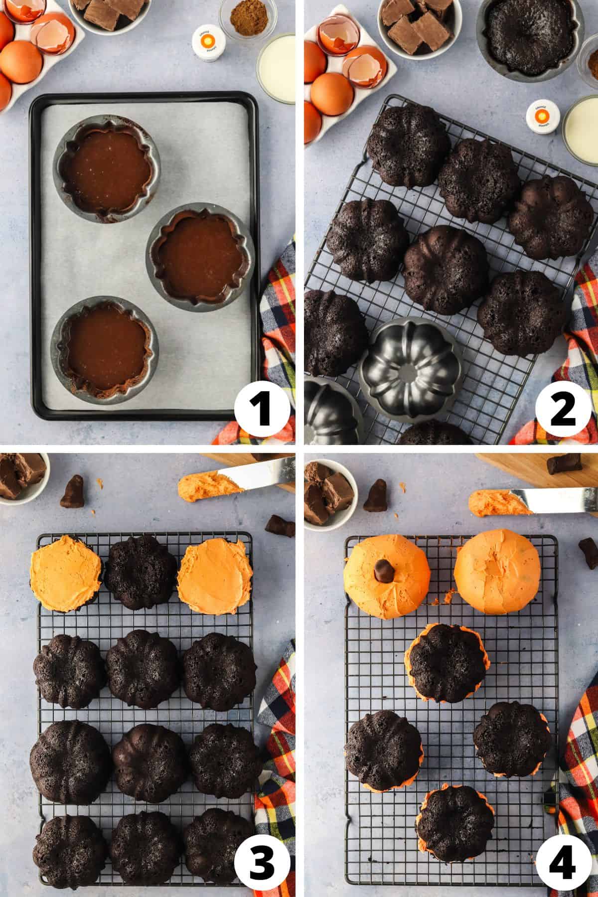 Cute pumpkin shaped cake for halloween or thanksgiving