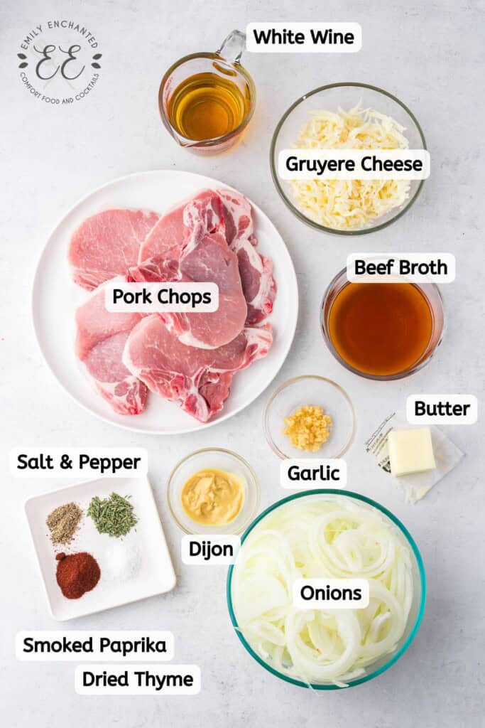 French Onion Pork Chops Recipe Ingredients Labeled