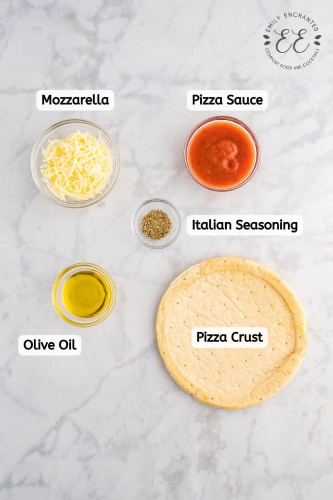 Air Fryer Pizza Recipe Ingredients Labeled